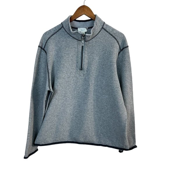 Tommy‎ Bahama Reversible Sweater Mens XL Gray 1/4 Zip Pullover Long Sleeve - Picture 1 of 13